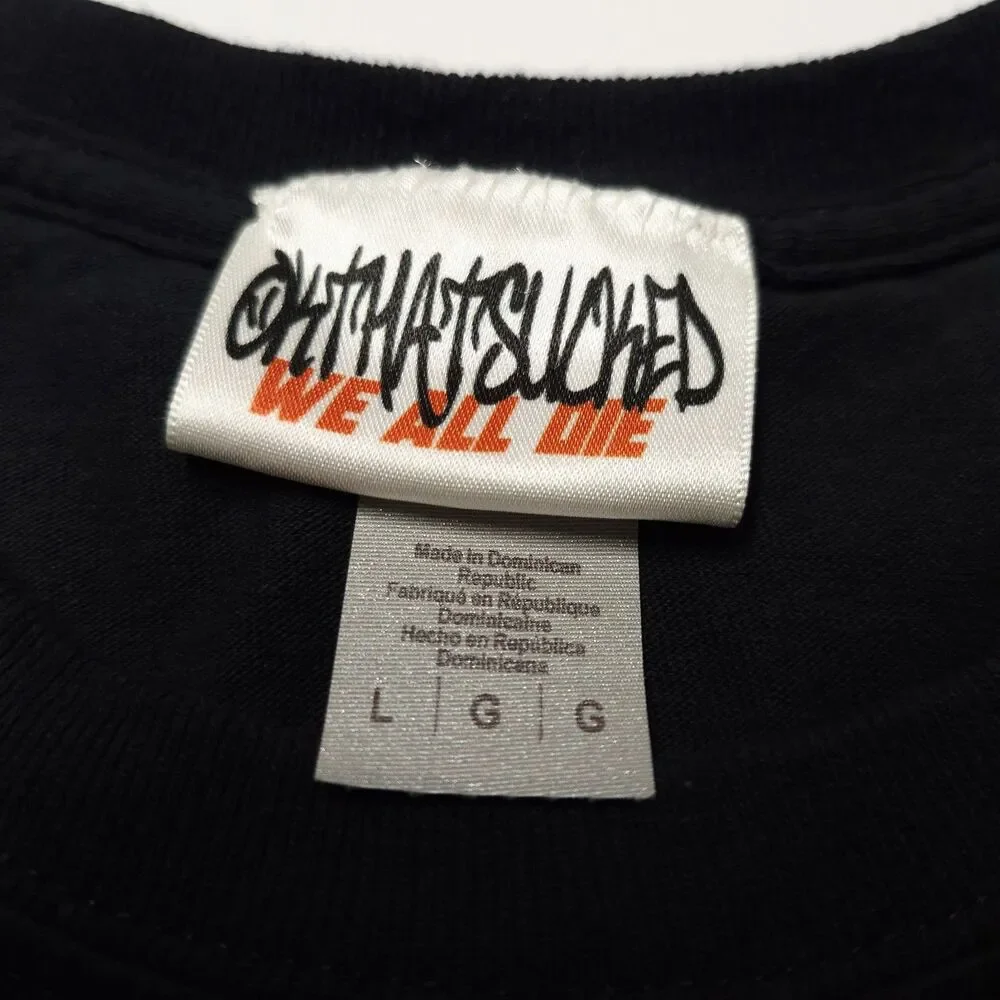 Ok That Sucked We All Die 444 Rhinestone Sad Face Graphic Tee Black Mens L​ oh